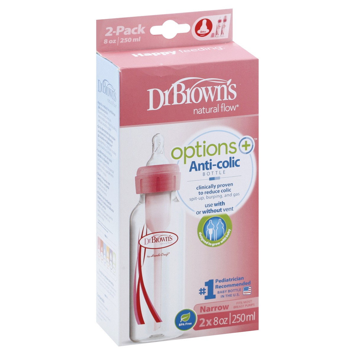 slide 8 of 10, Dr. Brown's Options+ 2 Pack 8 Ounce Anti-Colic Bottle 2 ea, 2 ct