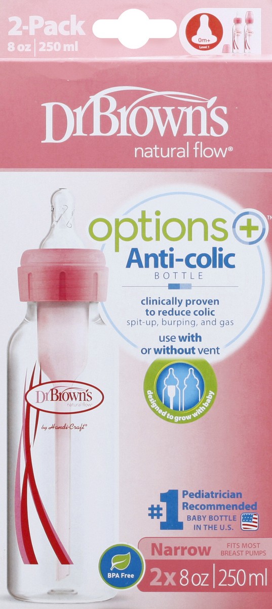 slide 4 of 10, Dr. Brown's Options+ 2 Pack 8 Ounce Anti-Colic Bottle 2 ea, 2 ct