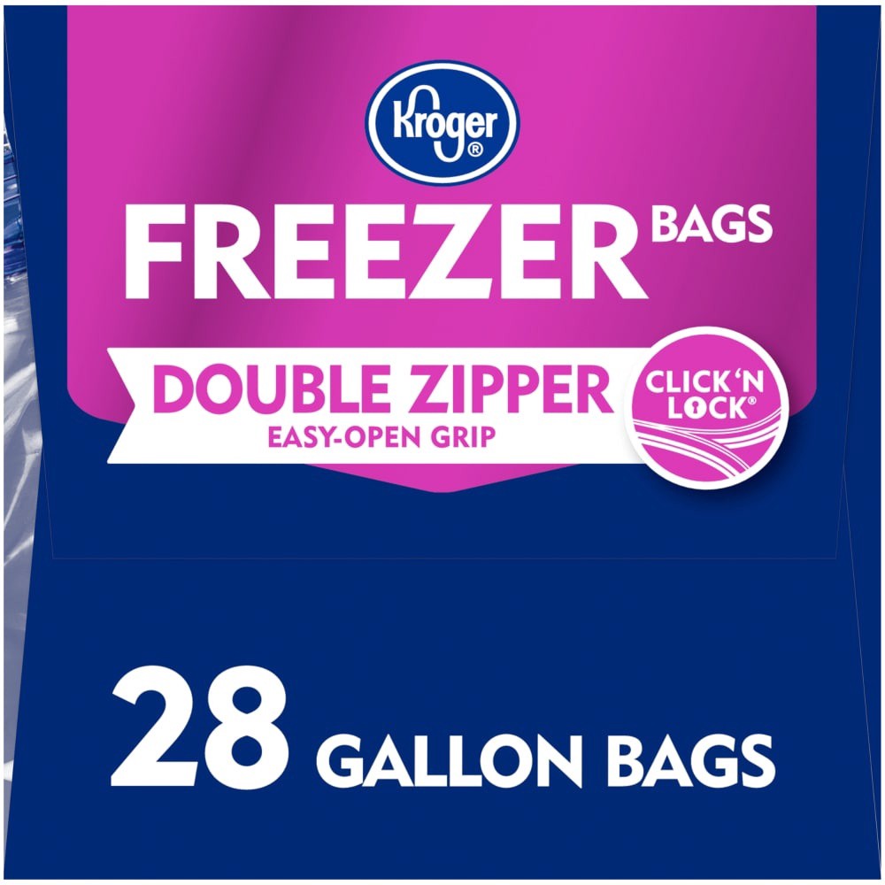 slide 2 of 2, Kroger Double Zipper Gallon Size Freezer Bags, 28 ct