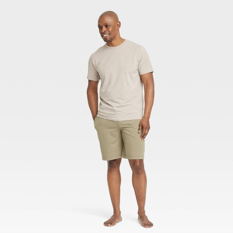 slide 3 of 3, Men's Stripped Knit Pajama Shorts - Goodfellow & Co™ Khaki XL, 1 ct