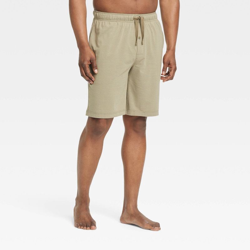 slide 1 of 3, Men's Stripped Knit Pajama Shorts - Goodfellow & Co™ Khaki XL, 1 ct