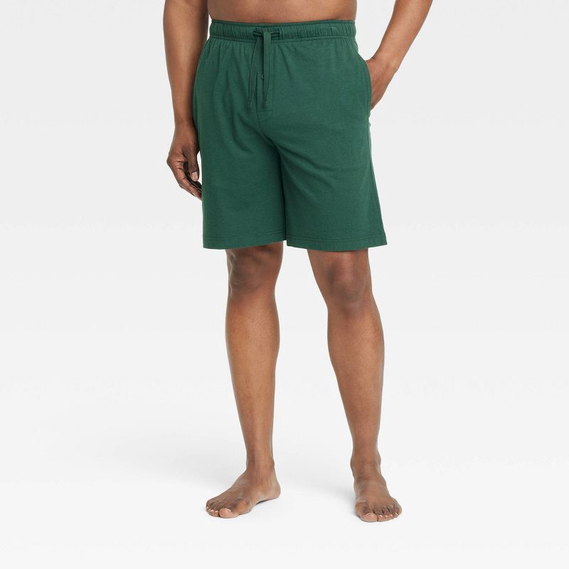 slide 1 of 3, Men's Knit Pajama Shorts - Goodfellow & Co™ Dark Green L, 1 ct