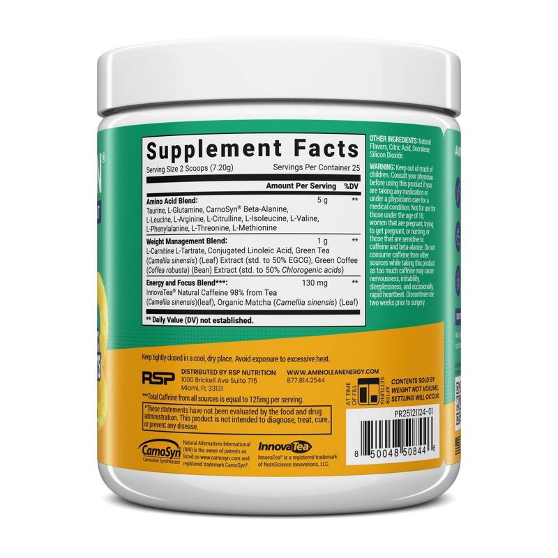 slide 3 of 5, RSP Nutrition AminoLean x Smart Sweets Pre-Workout Energy Supplements Peach Ring Candy Powder - 6.3oz, 6.3 oz