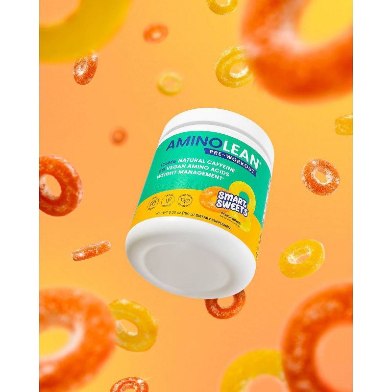 slide 5 of 5, RSP Nutrition AminoLean x Smart Sweets Pre-Workout Energy Supplements Peach Ring Candy Powder - 6.3oz, 6.3 oz