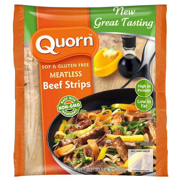 slide 1 of 1, Quorn Soy & Gluten Free Meatless Beef Strips, 10.58 oz