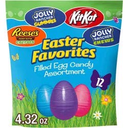 Reese's, Jolly Rancher, Kit Kat Assorted Flavored Pre-Filled Plastic Egg Easter Candy - 4.3oz/12ct