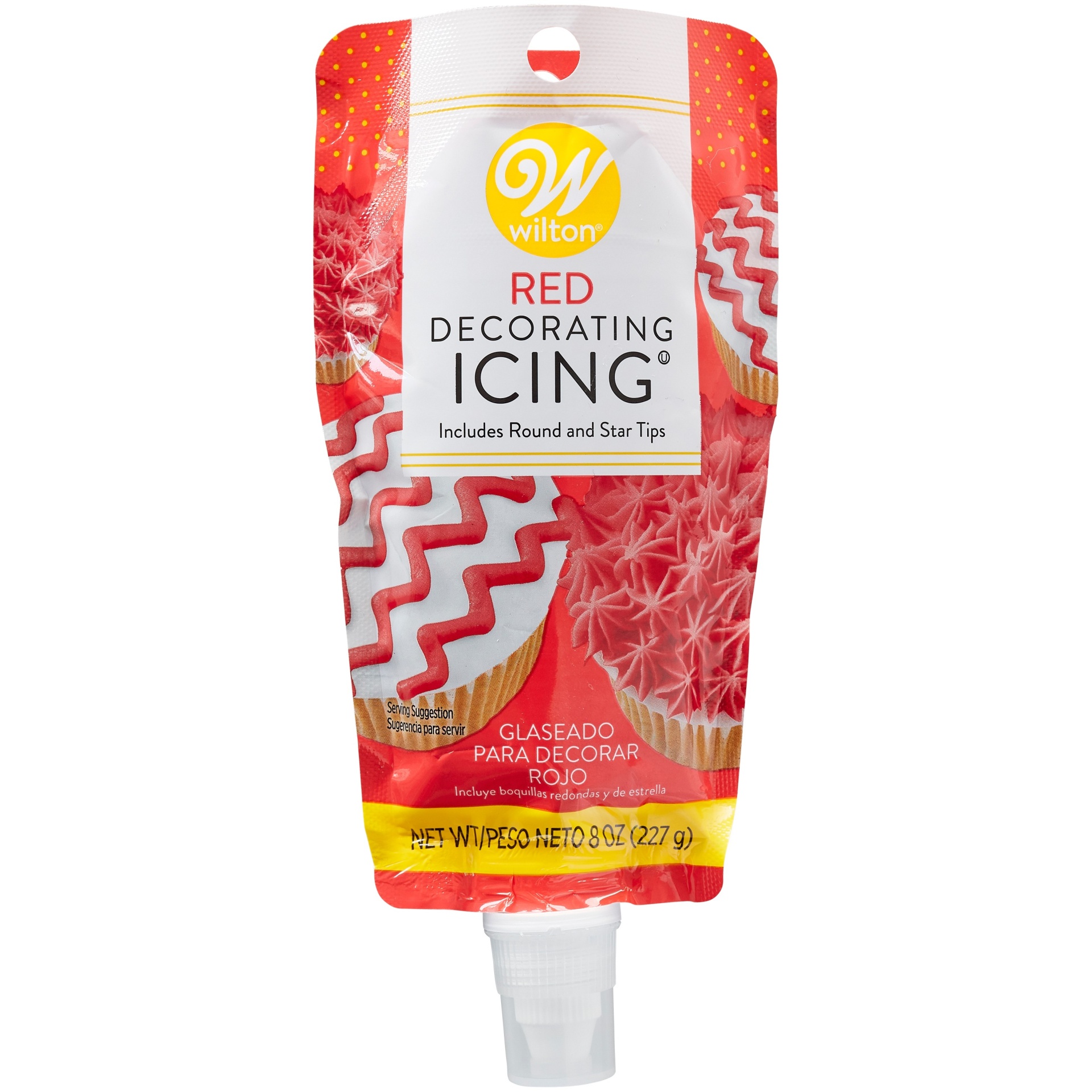 slide 1 of 2, Wilton Red Decorating Icing Includes Round & Star Tips, 8 oz