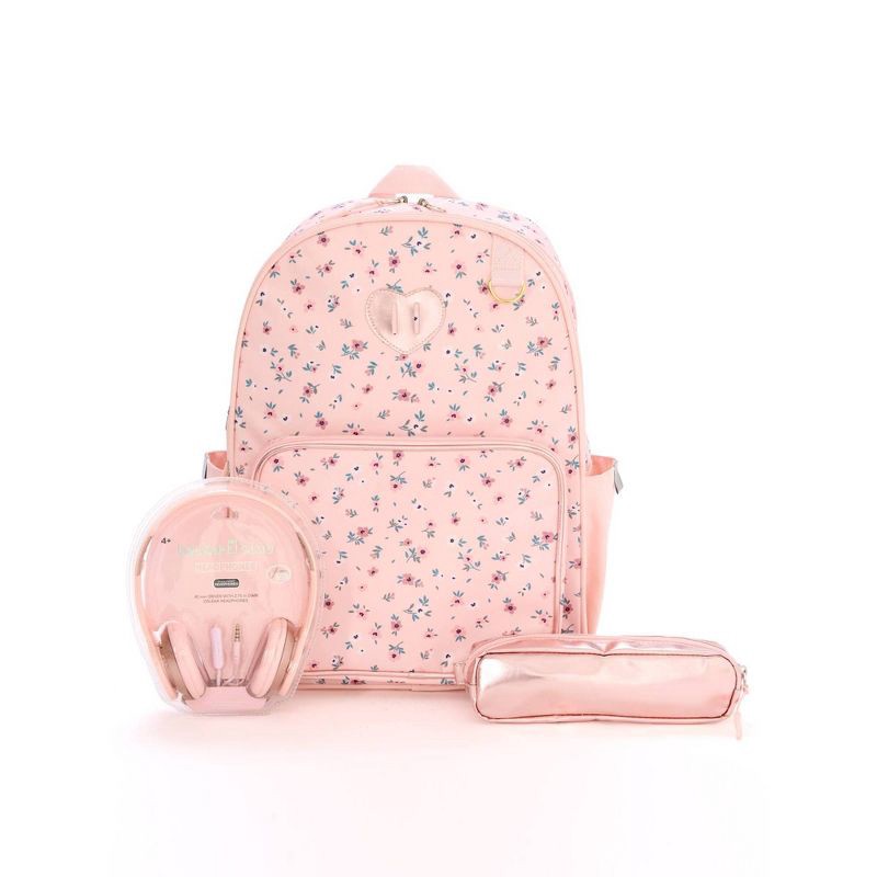 slide 1 of 11, Locker Club Kids' 16L Nylon Backpack with Headphone Pencil Pouch - Assorted Pink, 16 liter