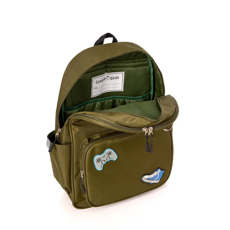 slide 3 of 10, Locker Club Kids' 16L Nylon Backpack with Headphone Pencil Pouch - Olive Green: Tear-Resistant Design, 16 liter