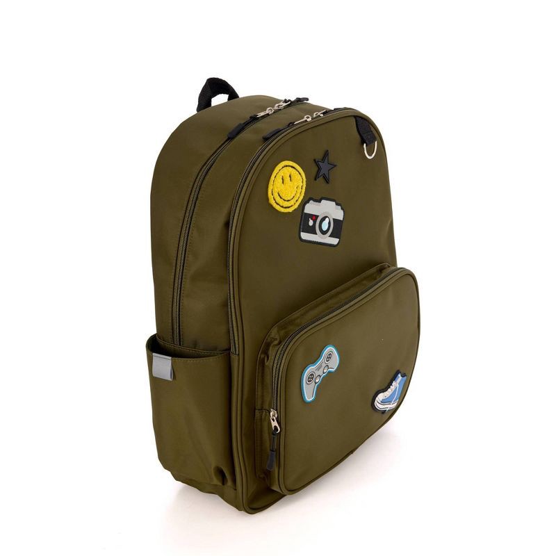 slide 10 of 10, Locker Club Kids' 16L Nylon Backpack with Headphone Pencil Pouch - Olive Green: Tear-Resistant Design, 16 liter