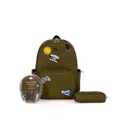 Locker Club Kids' 16L Nylon Backpack with Headphone Pencil Pouch - Olive Green: Tear-Resistant Design