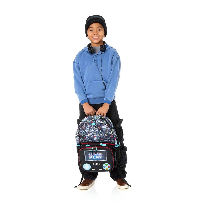 slide 13 of 13, Locker Club Kids' 16L Kids Backpack with Lunch Box Headphone - Black: Preschool, Tear-Resistant, 16 liter