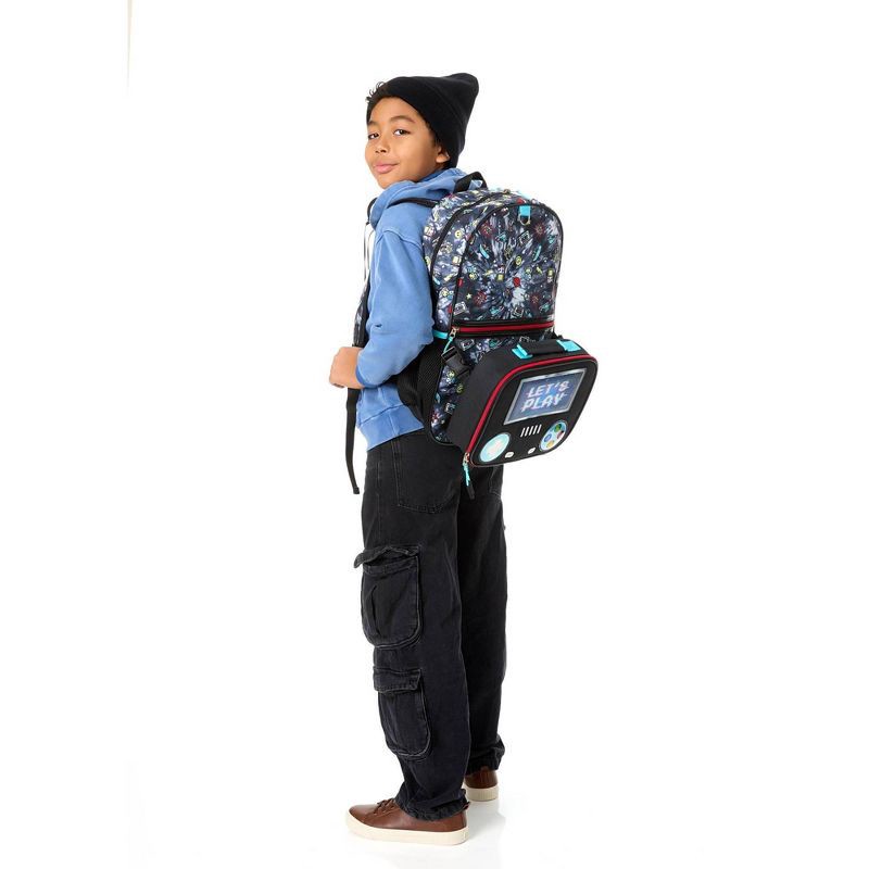 slide 9 of 13, Locker Club Kids' 16L Kids Backpack with Lunch Box Headphone - Black: Preschool, Tear-Resistant, 16 liter