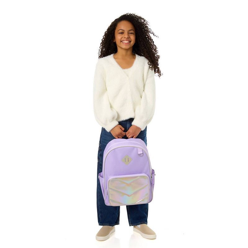 slide 8 of 10, Locker Club Kids' 16L Nylon Backpack with Headphone Pencil Pouch - Lavender: Lightweight School Bag, 16 liter