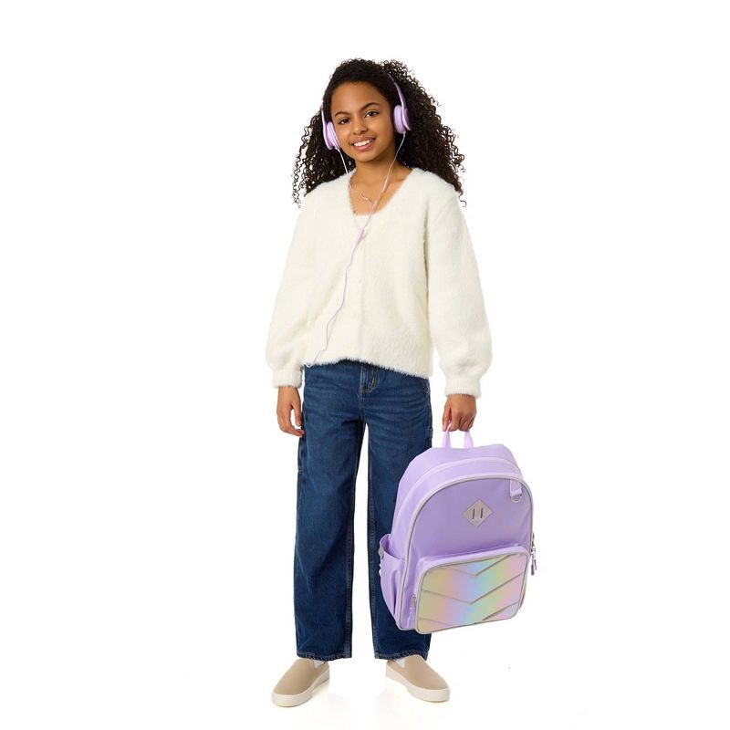 slide 10 of 10, Locker Club Kids' 16L Nylon Backpack with Headphone Pencil Pouch - Lavender: Lightweight School Bag, 16 liter