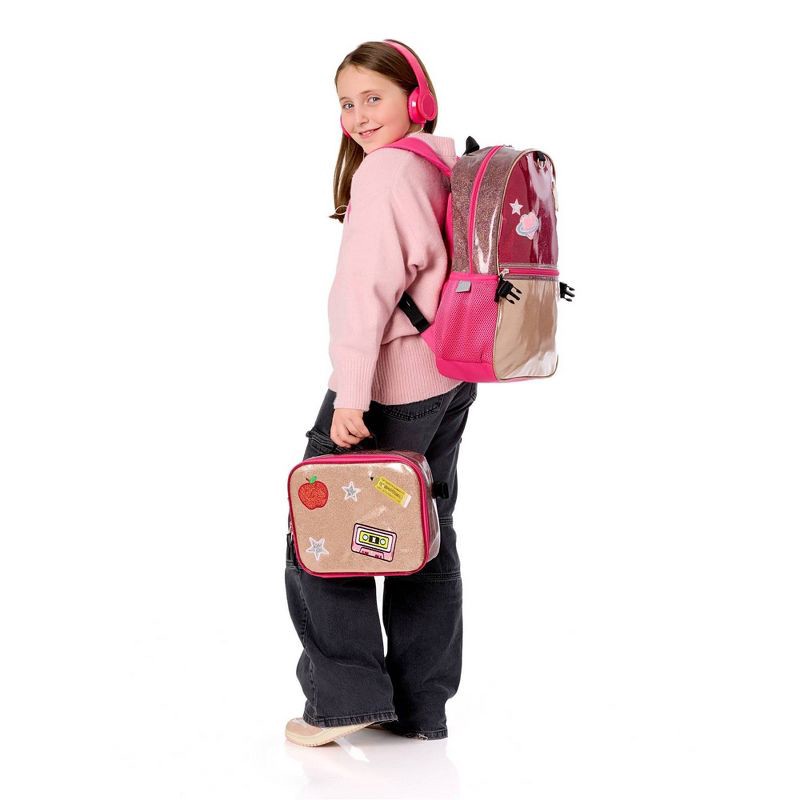slide 13 of 13, Locker Club Kids' 16L Kids Backpack with Lunch Box Headphone - Red/Gray: Preschool Backpack, 16 liter