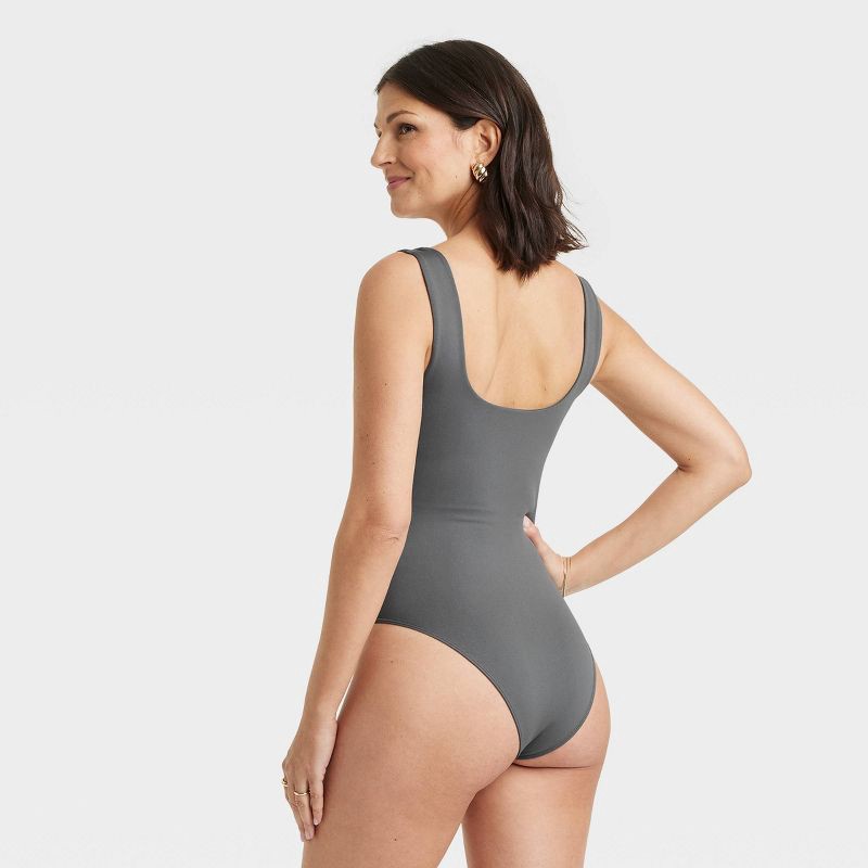 slide 2 of 5, Women's Seamless Tank Bodysuit - A New Day™ Light Gray XL: Nylon Spandex Blend, Scoopneck, Sleeveless, 1 ct