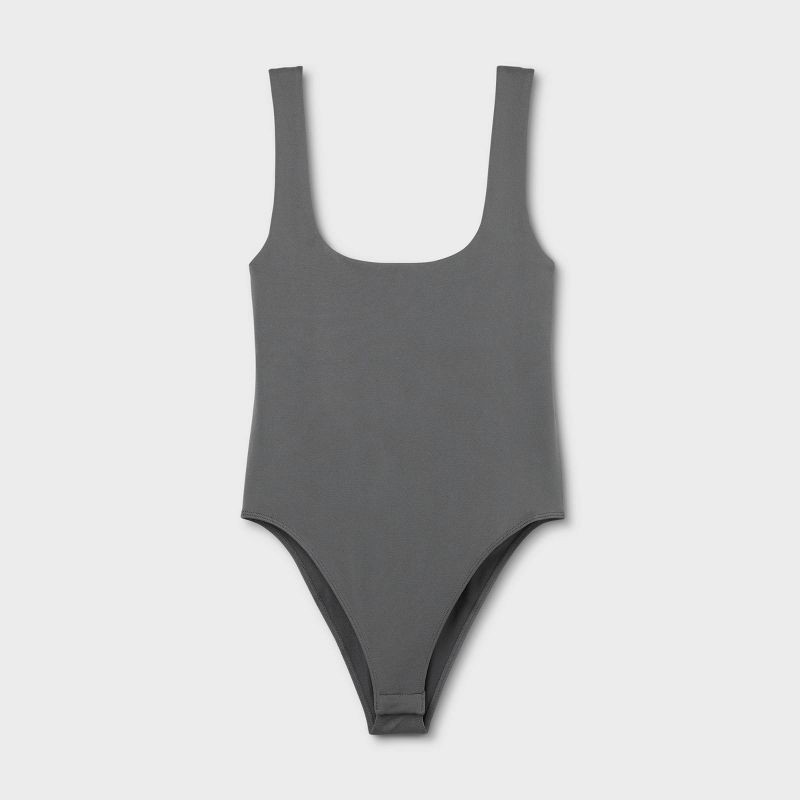 slide 4 of 5, Women's Seamless Tank Bodysuit - A New Day™ Light Gray XL: Nylon Spandex Blend, Scoopneck, Sleeveless, 1 ct