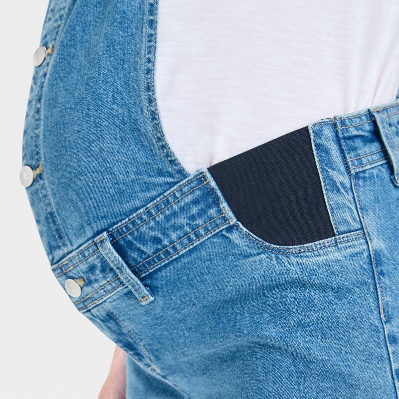 slide 4 of 4, Sailor Maternity Overalls - Isabel Maternity by Ingrid & Isabel™ Medium Wash 12: Cotton Blend, Denim, Wide Leg, Ankle Length, 1 ct