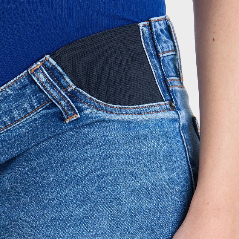 slide 4 of 4, Under Belly Low-Rise Maternity Jean Shorts - Isabel Maternity by Ingrid & Isabel™ Medium Wash 4: Stretch Denim, Front Elastic, 5" Inseam, 1 ct