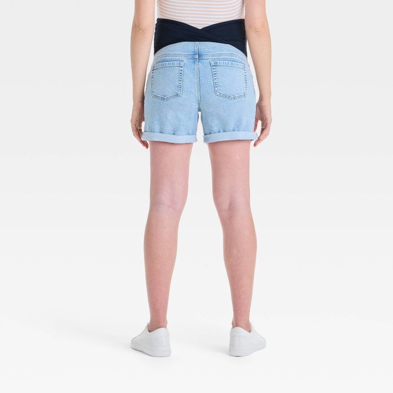 slide 2 of 5, Over Belly High-Rise Maternity Jean Shorts - Isabel Maternity by Ingrid & Isabel™ Light Wash 4: Cotton Blend, Stretch Denim, 5" Inseam, 1 ct