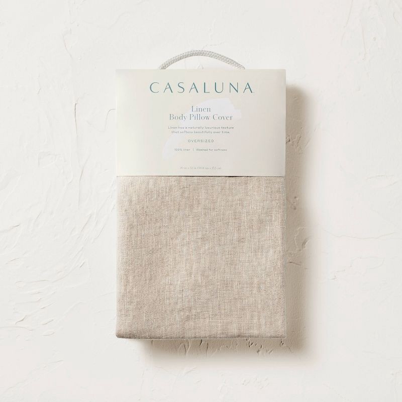 slide 4 of 4, European Flax Linen Body Pillow Cover Natural Undyed - Casaluna™, 1 ct