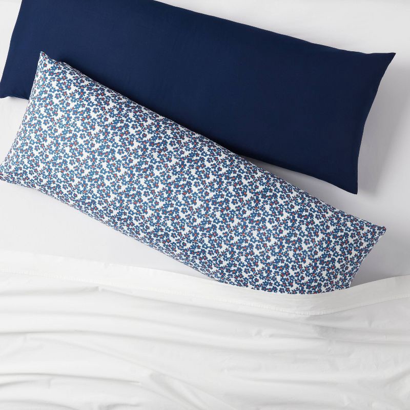 slide 2 of 3, 2pk Microfiber Body Pillow Cover Floral/Navy - Room Essentials ™, 2 ct