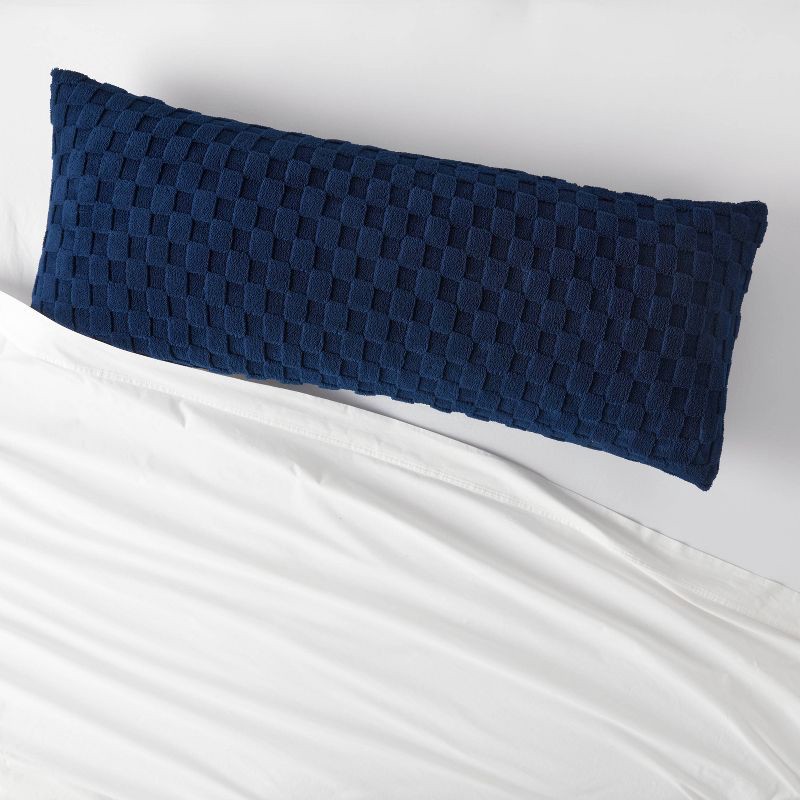 slide 2 of 3, Jacquard Plush Checker Body Pillow Cover Nighttime Blue - Room Essentials ™, 1 ct