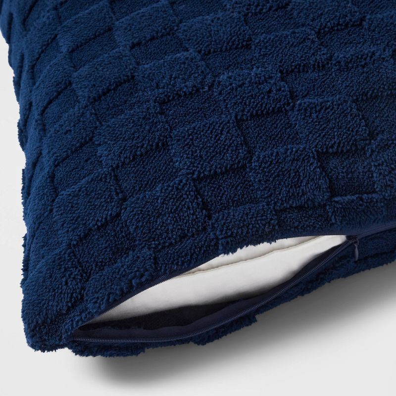 slide 3 of 3, Jacquard Plush Checker Body Pillow Cover Nighttime Blue - Room Essentials ™, 1 ct