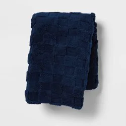 Jacquard Plush Checker Body Pillow Cover Nighttime Blue - Room Essentials ™