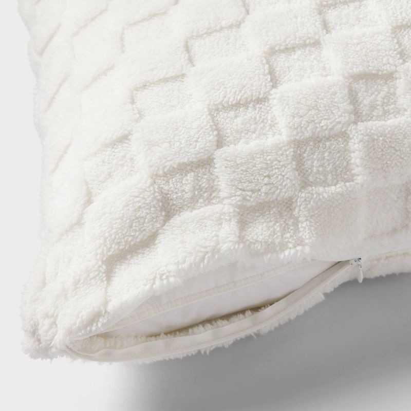 slide 3 of 3, Jacquard Plush Checker Body Pillow Cover Ivory - Room Essentials ™, 1 ct