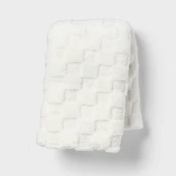 Jacquard Plush Checker Body Pillow Cover Ivory - Room Essentials ™