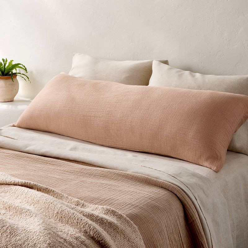 slide 2 of 4, Blissful Double Cloth Body Pillow Cover Light Adobe Clay - Casaluna™, 1 ct