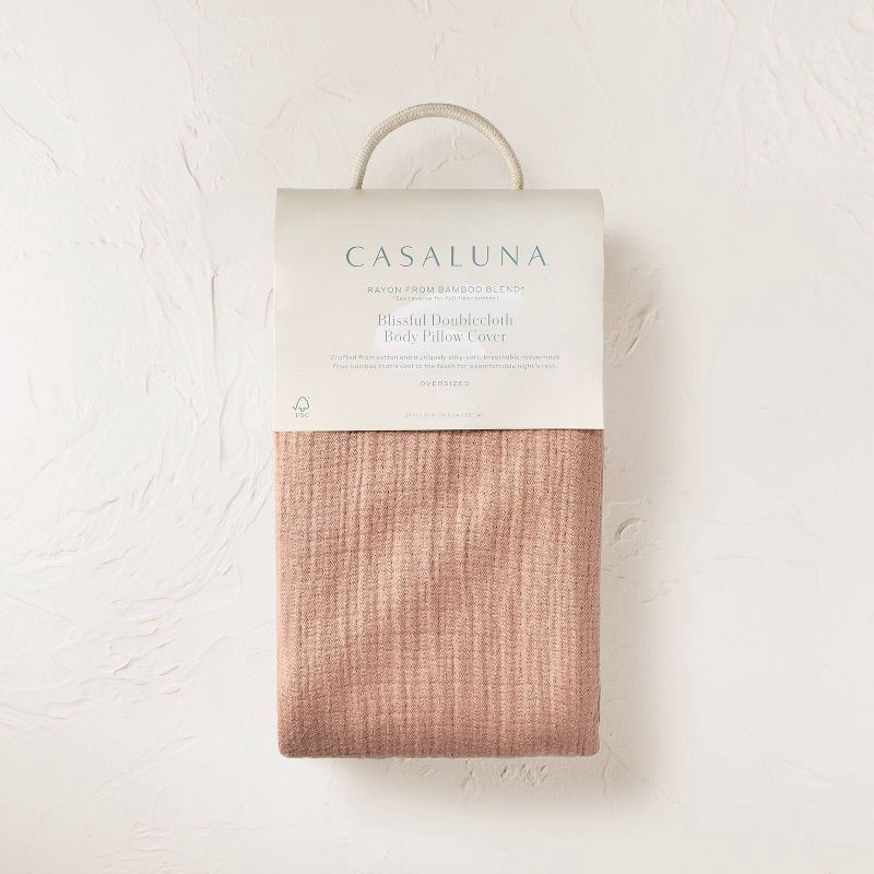 slide 4 of 4, Blissful Double Cloth Body Pillow Cover Light Adobe Clay - Casaluna™, 1 ct