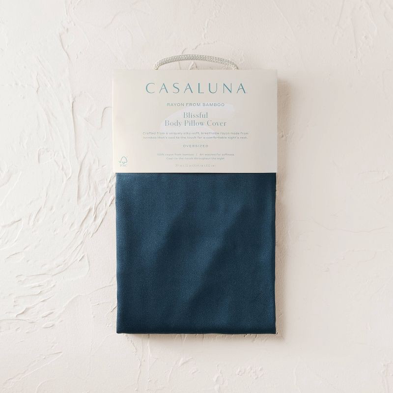 slide 4 of 4, Blissful Rayon from Bamboo 400 Thread Count Body Pillow Cover Dark Mineral Blue - Casaluna™, 1 ct