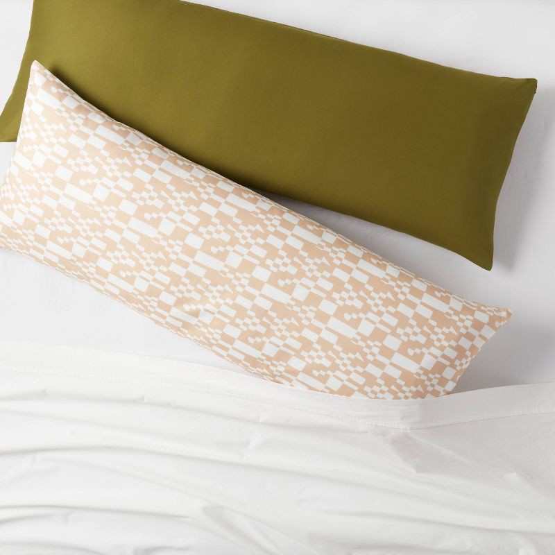 slide 2 of 3, 2pk Microfiber Body Pillow Cover Abstract Check/Olive Green - Room Essentials ™, 2 ct