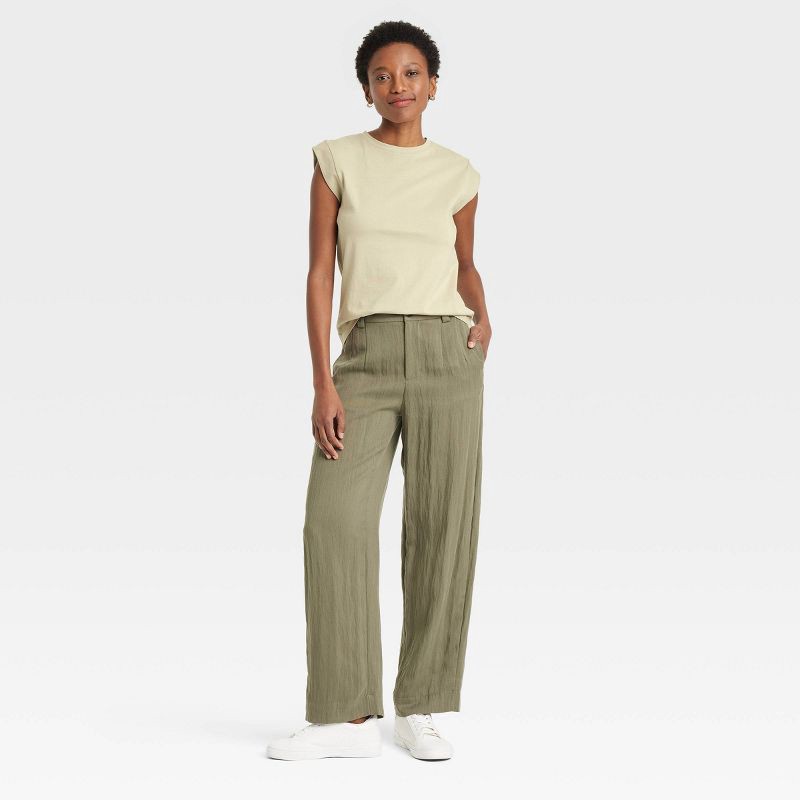 slide 2 of 4, Women's Extended Short Sleeve T-Shirt - A New Day™ Light Green M: Cotton Jersey, Crew Neck, Pullover, 1 ct