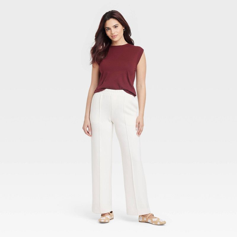 slide 4 of 4, Women's Extended Short Sleeve T-Shirt - A New Day™ Dark Red L: Cotton Jersey, Crew Neck, Pullover Style, 1 ct