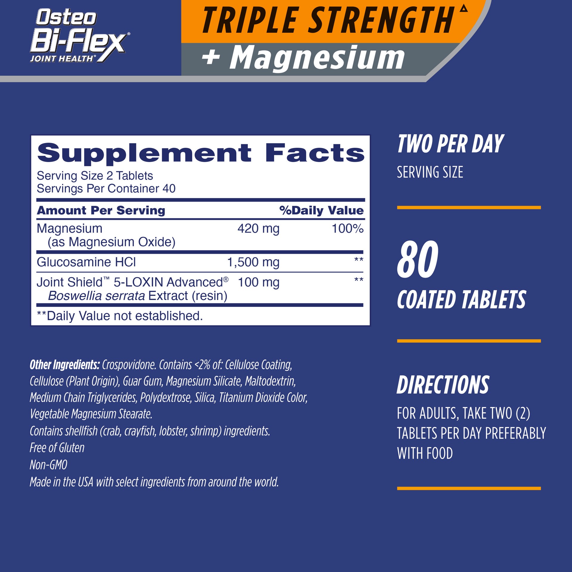 slide 5 of 5, Osteo Bi-Flex Glucosamine with Magnesium, Joint Supplement, Coated Tablets, 80 ct