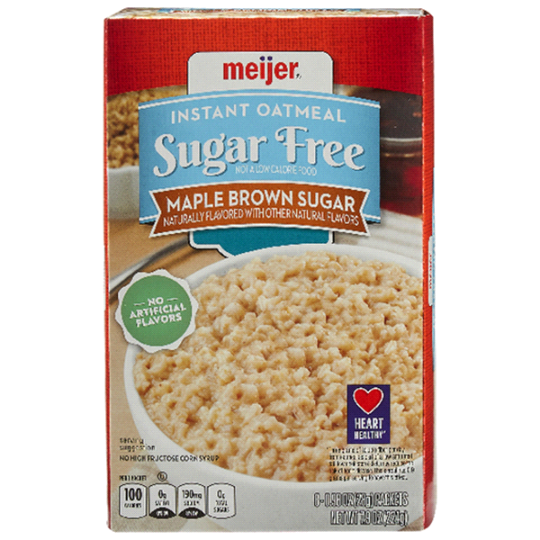 slide 1 of 1, Meijer Instant Oatmeal Sugar Free Maple Brown Sugar, 10 ct