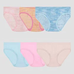 Fruit of the Loom Girls' 6pk Seamless Hipster Underwear - 10-12: Tagless, Knit, Mid Rise, Solid Pattern