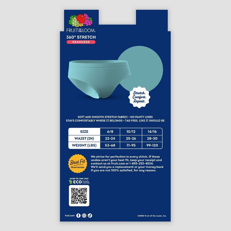 slide 3 of 3, Fruit of the Loom Girls' 6pk Seamless Hipster Underwear - 14-16, 6 ct