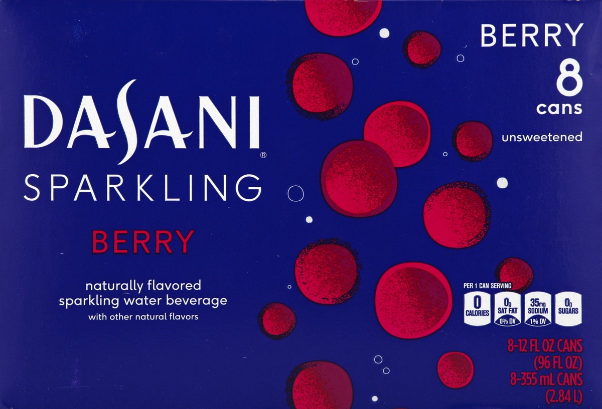 slide 3 of 6, DASANI Sparkling Water Berry Zero Calories, 12 fl oz, 8 Pack, 8 ct; 12 fl oz