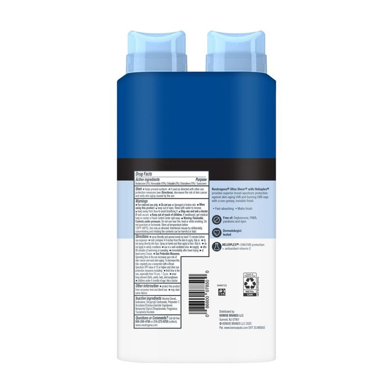 slide 2 of 11, Neutrogena Ultra Sheer Spray - Twin Pack - SPF 45, 1 ct