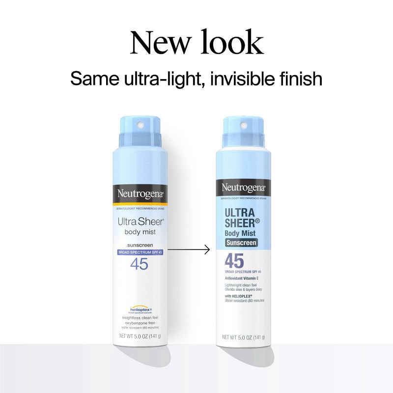 slide 3 of 11, Neutrogena Ultra Sheer Spray - Twin Pack - SPF 45, 1 ct