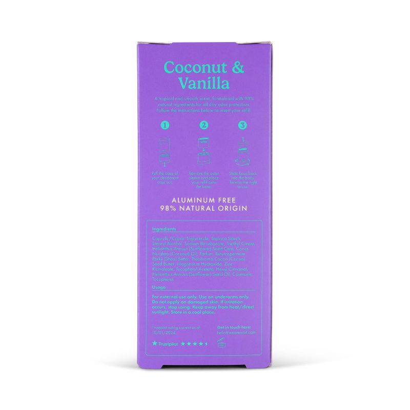 slide 5 of 6, Wild Cosmetics Cream Deodorant Refill - Coconut & Vanilla with Aqua Case - Aluminum-Free 5.29oz, 5.29 oz