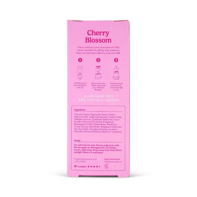slide 5 of 6, Wild Cosmetics Cream Deodorant Refill - Cherry Blossom with Purple Case - Aluminum-Free 5.29oz, 5.29 oz