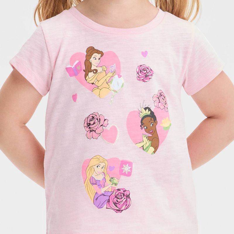 slide 2 of 4, Disney Toddler Girls' Rose Princess Short Sleeve Graphic T-Shirt - Rose Pink 4T, 1 ct
