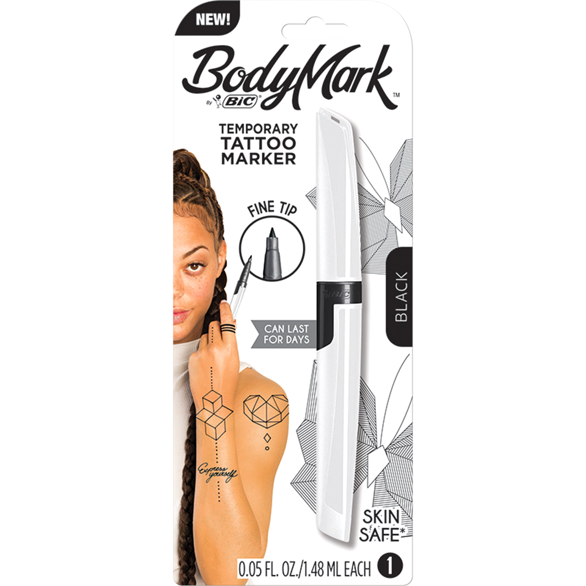 slide 1 of 1, BIC Bodymark Temporary Tattoo Marker - Black, 1 ct