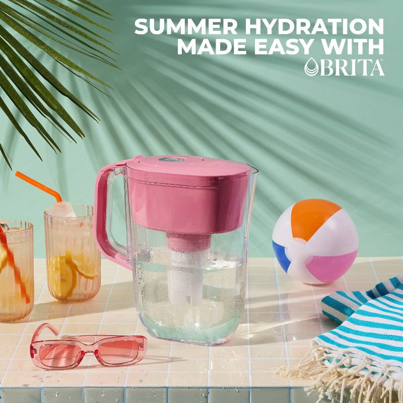 slide 9 of 11, Brita Water Filter 6-Cup Denali Water Pitcher Dispenser with Standard Water Filter Cherry Blossom Pink, 1 ct